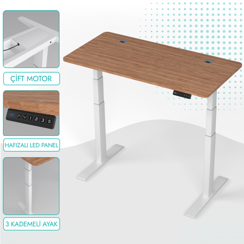 O-Flex Duo Çift Motorlu Elektrikli Yükseklik Ayarlı Masa - 160X80 - Bambu