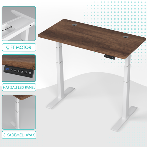 O-Flex Duo Çift Motorlu Elektrikli Yükseklik Ayarlı Masa - 160X80 - Barok
