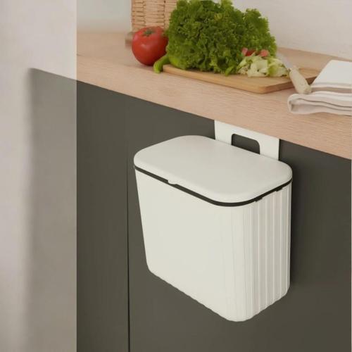 ASILABİLİR ÇÖP KOVASI TIRTIKLI 8 LT BEYAZ