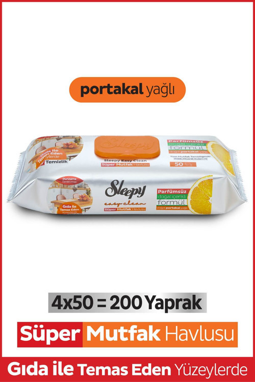 Easy Clean Süper Yüzey Temizlik Mutfak Havlusu&Mendili Portakal Yağlı 4X50 (200 Yaprak)