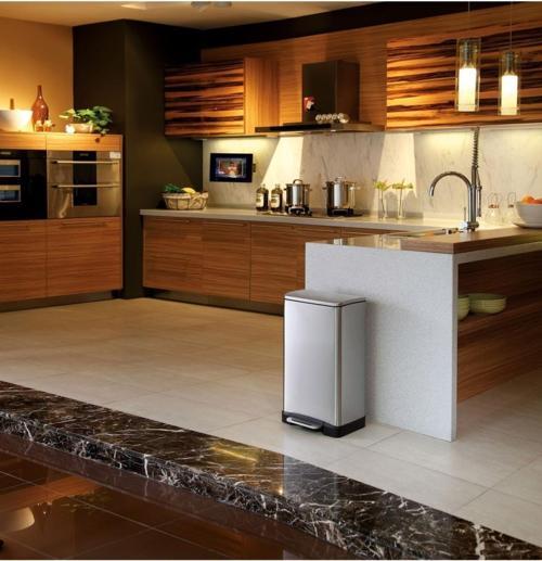 E-Cube Yumuşak Kapanan Pedallı Banyo Mutfak Ofis Çelik Çöp Kovası 30Lt-Pls iç kovalı-D14679
