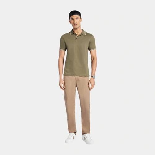 Erkek Bej Üçgen Logolu T-Shirt