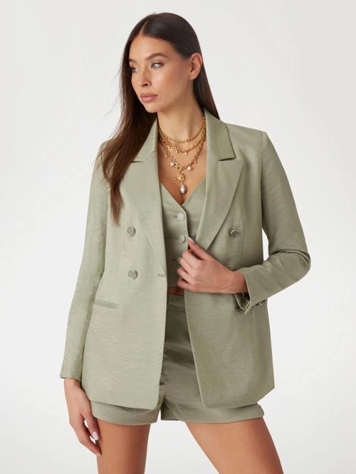 Kadın  Yeşil Kruvaze Blazer Ceket