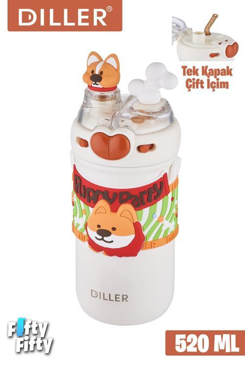 DILLER 520 ML Tek Kapak Çift Kullanım Pipetli/Pipetsiz Boyun Askılı/Çelik Termos -FFDILLERD93RENK