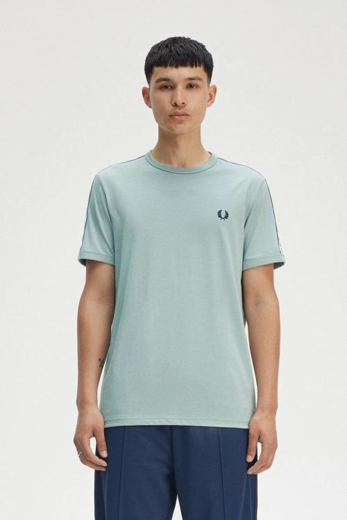 Fred Parry Erkek Mavi Logo Detaylı T-shirt