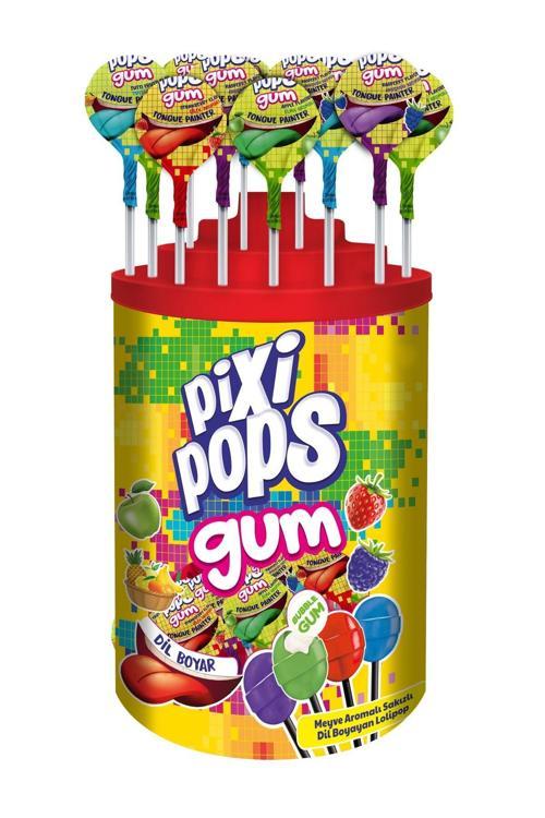 Pıxı Pops Meyve Aromalı Dil Boyayan Top Lolipop 16 Gr X 100 Adet/1 Kutu.