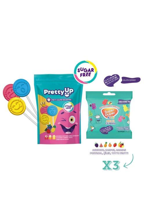 Mutlivitamin Ve Mineralli Jelibon (Kids Multi Gummy) 20Gx3 & Pretty Up Şekersiz Lolipop 55G