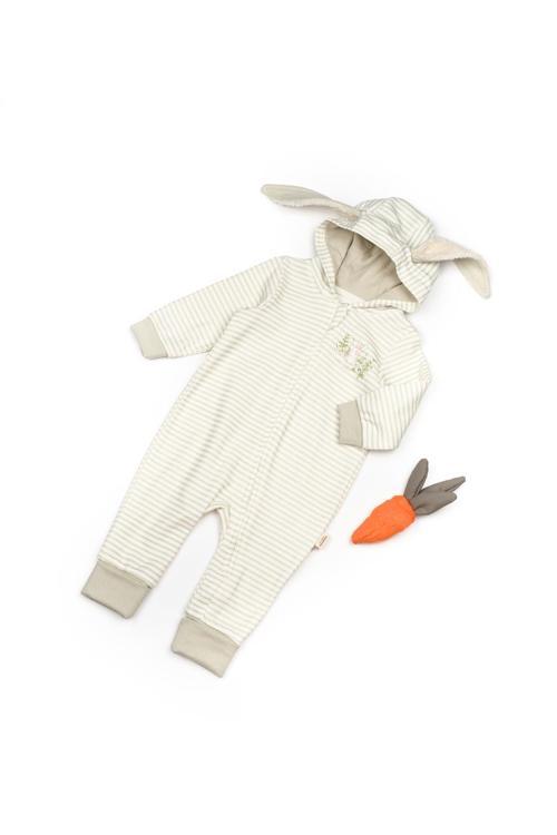 Bebek Kapşonlu Fermuarlı Tulum %100 Organik Pamuk, Bebek ve Yenidoğan Serisi - CSY3046