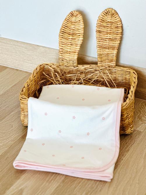 Bebek Penye Kundak Battaniye Oeko-Tex Sertifakalı Tek Kat Çiçekli