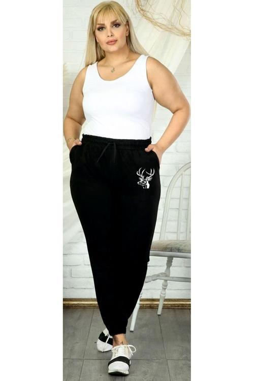 Deer Montana Kadın Büyük Beden Gri Renk Eşofman Altı Ürün Iki Iplik Likralıdır