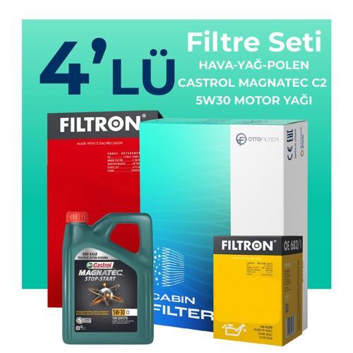 Citroen C5 1.6 Dizel Filtre Bakım Seti Castrol Motor Yağlı (2004-2008) 4 Lü