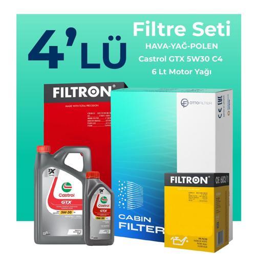 Renault Talisman 1.6 Dizel Filtre Bakım Seti Castrol Motor Yağlı (2015-2018) 4 Lü