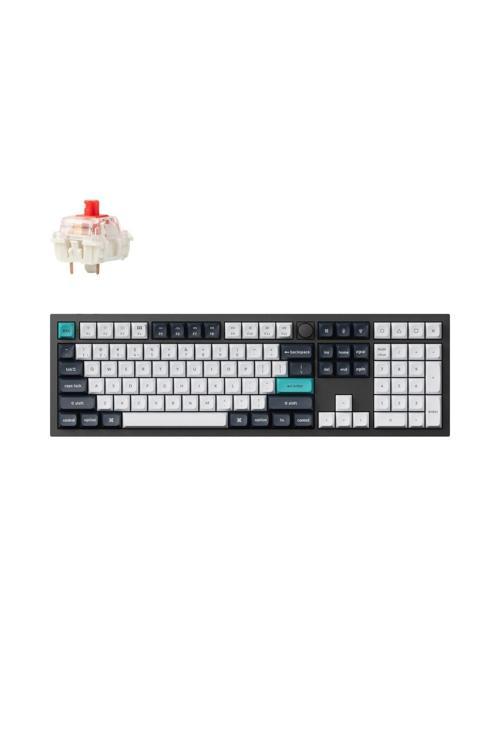 Q6 Max RGB Full Size Mekanik Red Switch 2.4 GHz Kablosuz İngilizce Beyaz-Lacivert Klavye
