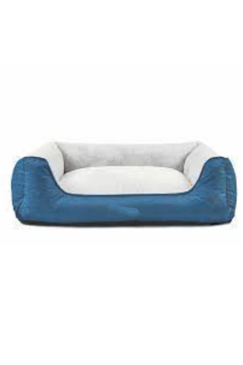 Mavi Peluş Köpek Yatağı - Silinebilir - Yıkanabilir - Küçük Irk - Pofuduk Peluş Minder