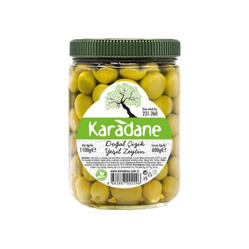 Doğal Çizik Yeşil Zeytin 231-260 Kalibre 600 g e
