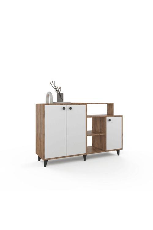 Siena Şifonyer / Konsol - Atlantik Çam - Beyaz - 4 Kapaklı