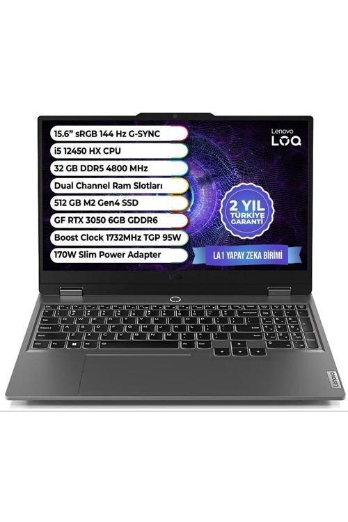 LOQ Intel Core i5-12450HX 32gb 512gb Ssd RTX™ 3050 6GB 15,6" Gaming Laptop 83GS008GTR-32