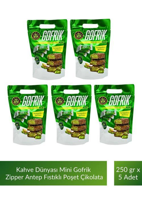 Mini Gofrik Zipper Antep Fıstıklı Gofrik Poşet Çikolata 250 gr x 5 Adet