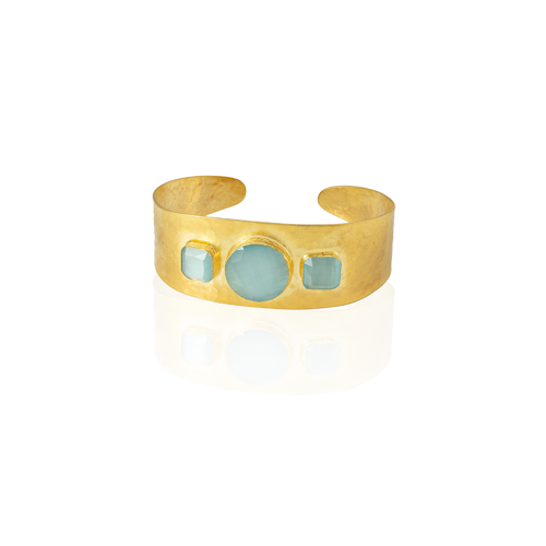 Kadir Jewellery 22 Ayar Altın Kaplama El İşçiliği Zirkon Taşlı Kadın Kelepçe Bilezik