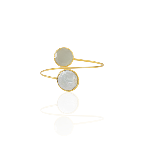 Kadir Jewellery 22 Ayar Altın Kaplama Ayarlanabilir İnci Bilezik