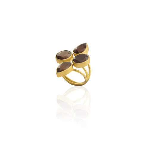 Kadir Jewellery 22 Ayar Altın Kaplama Zirkon Taşlı Kadın Vintage Yüzük