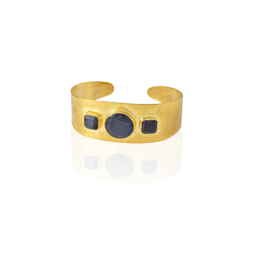 Kadir Jewellery 22 Ayar Altın Kaplama El İşçiliği Zirkon Taşlı Kadın Kelepçe Bilezik
