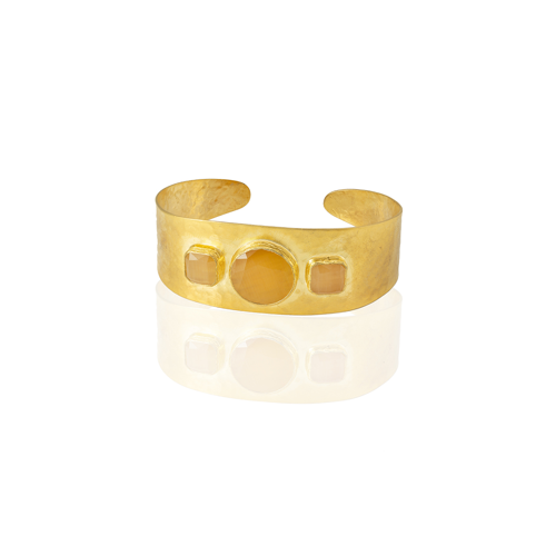 Kadir Jewellery 22 Ayar Altın Kaplama El İşçiliği Zirkon Taşlı Kadın Kelepçe Bilezik