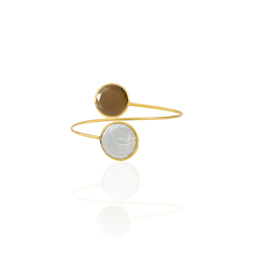 Kadir Jewellery 22 Ayar Altın Kaplama Ayarlanabilir İnci Bilezik