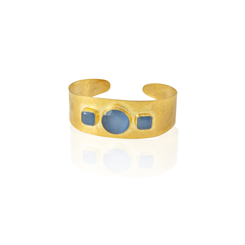 Kadir Jewellery 22 Ayar Altın Kaplama El İşçiliği Zirkon Taşlı Kadın Kelepçe Bilezik