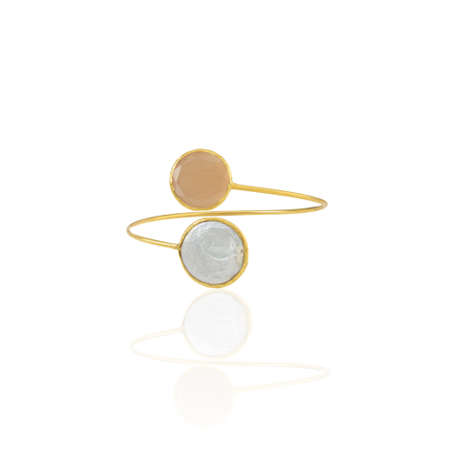 Kadir Jewellery 22 Ayar Altın Kaplama Ayarlanabilir İnci Bilezik
