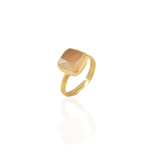 Kadir Jewellery 22 Ayar Altın Kaplama Zirkon Taşlı Kadın Minimal Yüzük