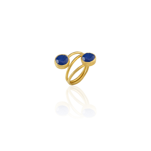 Kadir Jewellery 22 Ayar Altın Kaplama Zirkon Taşlı Ayarlanabilir Renkli Taşlı Yüzük