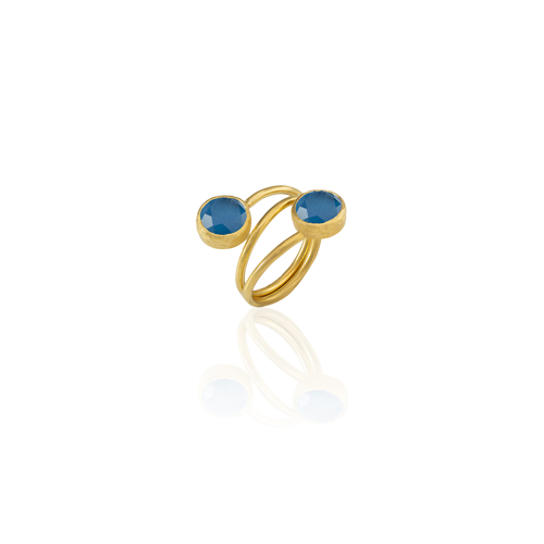 Kadir Jewellery 22 Ayar Altın Kaplama Zirkon Taşlı Ayarlanabilir Renkli Taşlı Yüzük