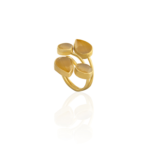 Kadir Jewellery 22 Ayar Altın Kaplama Zirkon Taşlı Kadın Vintage Yüzük