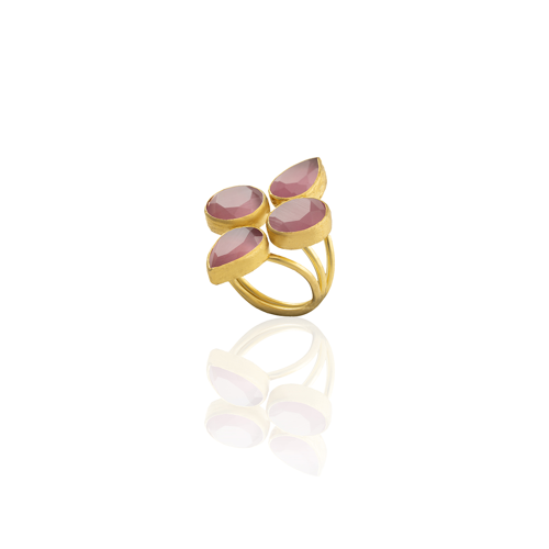 Kadir Jewellery 22 Ayar Altın Kaplama Zirkon Taşlı Kadın Vintage Yüzük