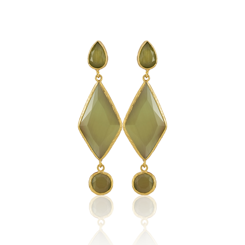 Kadir Jewellery 22 Ayar Altın Kaplama Kadın Sallantılı Küpe -El İşçiliği Ve Hipoalerjenik Küpe