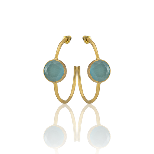 Kadir Jewellery 22 Ayar Altın Kaplama Kadın Taşlı Küpe -El İşçiliği Ve Hipoalerjenik Küpe