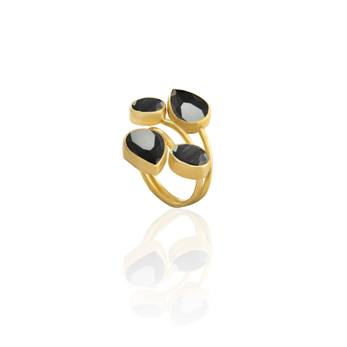 Kadir Jewellery 22 Ayar Altın Kaplama Zirkon Taşlı Kadın Vintage Yüzük
