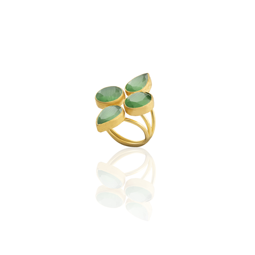 Kadir Jewellery 22 Ayar Altın Kaplama Zirkon Taşlı Kadın Vintage Yüzük