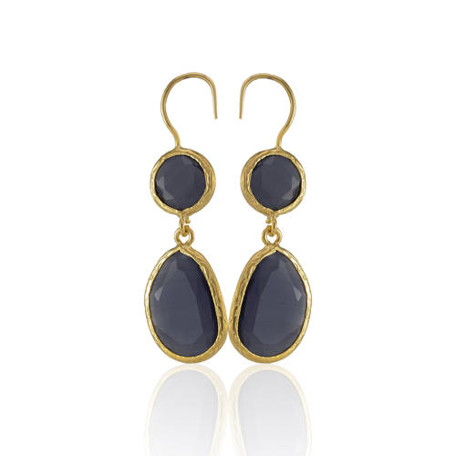 Kadir Jewellery 22 Ayar Altın Kaplama Kadın Taşlı Küpe -El İşçiliği Ve Hipoalerjenik Küpe