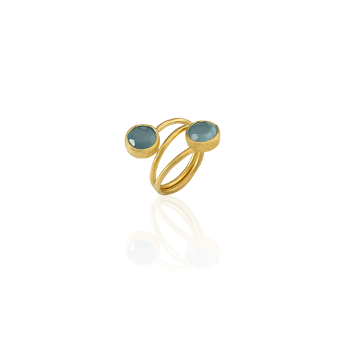 Kadir Jewellery 22 Ayar Altın Kaplama Zirkon Taşlı Ayarlanabilir Renkli Taşlı Yüzük