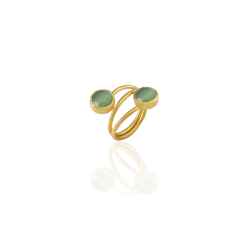 Kadir Jewellery 22 Ayar Altın Kaplama Zirkon Taşlı Ayarlanabilir Renkli Taşlı Yüzük