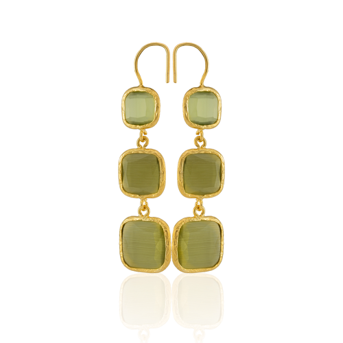 Kadir Jewellery 22 Ayar Altına Kaplama Kadın Sallantılı Küpe -El İşçiliği Ve Hipoalerjenik Küpe