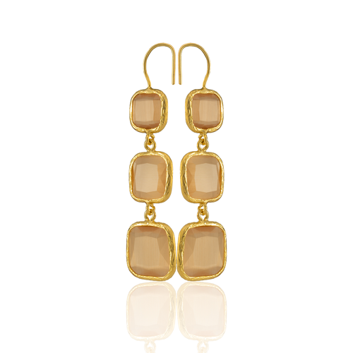 Kadir Jewellery 22 Ayar Altına Kaplama Kadın Sallantılı Küpe -El İşçiliği Ve Hipoalerjenik Küpe