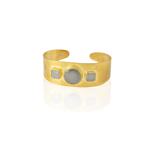 Kadir Jewellery 22 Ayar Altın Kaplama El İşçiliği Zirkon Taşlı Kadın Kelepçe Bilezik