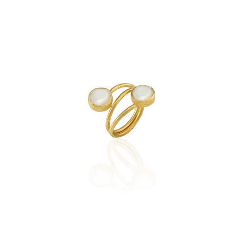 Kadir Jewellery 22 Ayar Altın Kaplama Zirkon Taşlı Ayarlanabilir Renkli Taşlı Yüzük