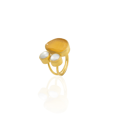 Kadir Jewellery 22 Ayar Altın Kaplama Kadın Zirkon Taşlı Yüzük-El İşçiliği Ve Özel Tasarım