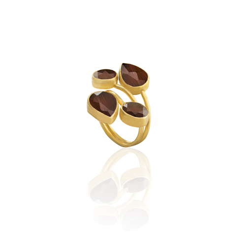 Kadir Jewellery 22 Ayar Altın Kaplama Zirkon Taşlı Kadın Vintage Yüzük