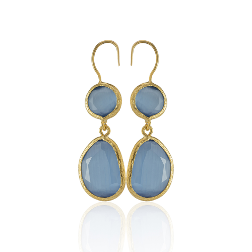 Kadir Jewellery 22 Ayar Altın Kaplama Kadın Taşlı Küpe -El İşçiliği Ve Hipoalerjenik Küpe