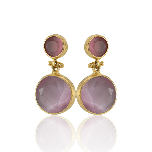 Kadir Jewellery 22 Ayar Altın Kaplama Kadın Taşlı Küpe -El İşçiliği Ve Hipoalerjenik Küpe